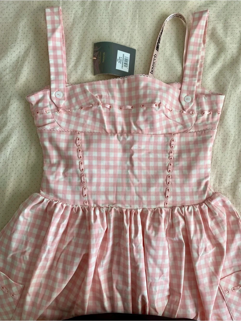 House of CB Vivien pink strawberry shortcake midi dress with pocket - Picture 5 of 5